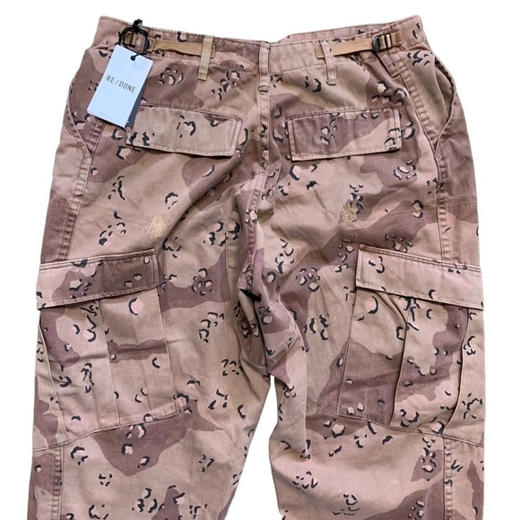 RE/DONE Brown/Tan NWT camouflage up-cycled cargo trousers Factory Distressed - Picture 12 of 16